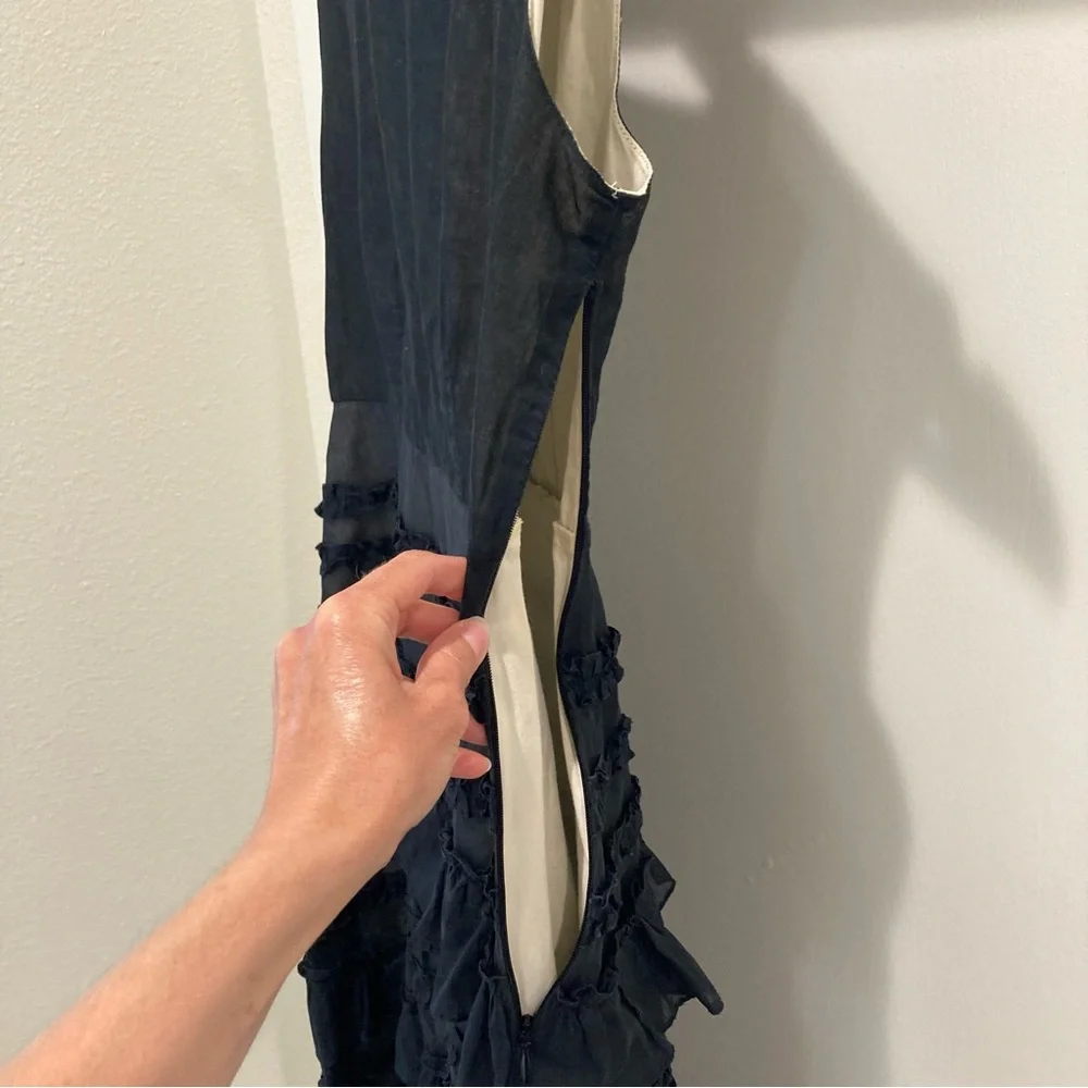 Anthropologie Odille black dress tiered ruffles whimsigoth special occasion - Picture 3 of 15